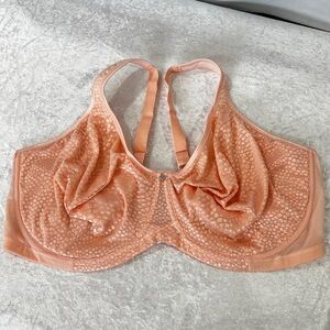 Breezies Underwire Diamond Shimmer Unlined Support Bra Plus Size 48DDD Peach
